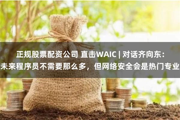 正规股票配资公司 直击WAIC | 对话齐向东：未来程序员不需要那么多，但网络安全会是热门专业