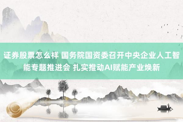 证券股票怎么样 国务院国资委召开中央企业人工智能专题推进会 扎实推动AI赋能产业焕新