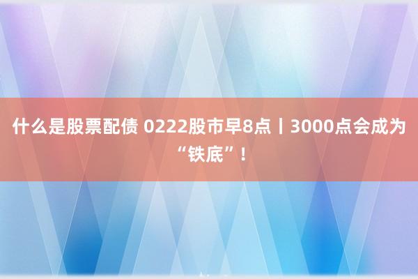 什么是股票配债 0222股市早8点丨3000点会成为“铁底”！