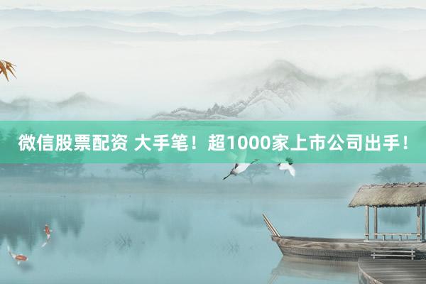 微信股票配资 大手笔！超1000家上市公司出手！