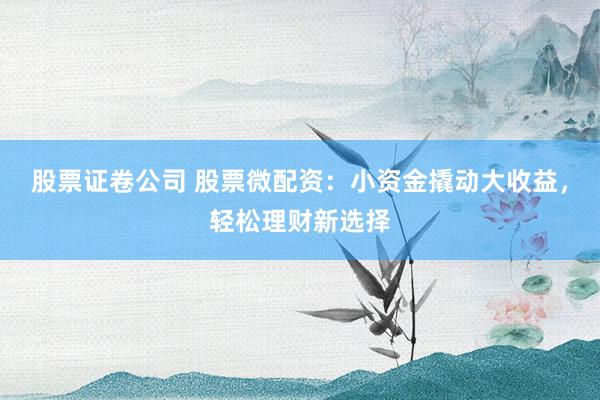 股票证卷公司 股票微配资：小资金撬动大收益，轻松理财新选择